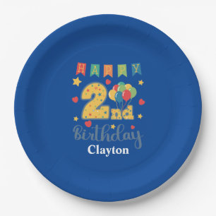 Custom Happy 2nd Birthday Party Paper Plate