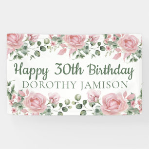 Custom Happy 30th Birthday Floral Banner