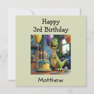 Custom Happy 3rd Birthday Congratulations, Dino Card