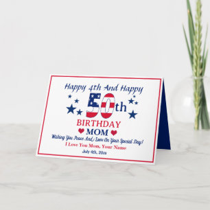 Custom Happy 4th Of July & Happy 50th Birthday Card