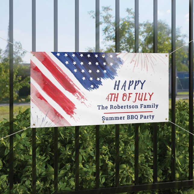 Custom Happy 4th of July Parade Red White Blue Banner (Creator Uploaded)