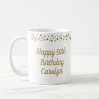Custom Happy 50th birthday confetti gold 