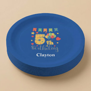 Custom Happy 5th Birthday Party Paper Plate