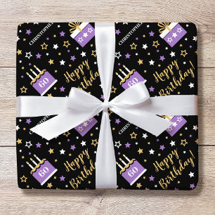 Custom Happy 60th Birthday Cake Wrapping Paper