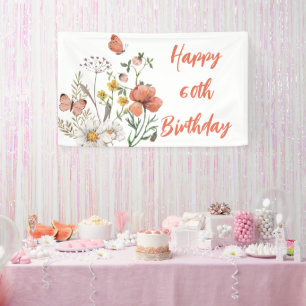 Custom Happy 60th Birthday Wildflowers Banner