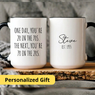 Custom Happy 70th Birthday Gift for Men Vintage Mug