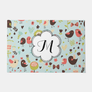 Custom Happy Birds in Fields of Flowers Doormat