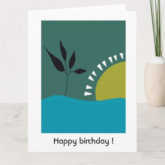 custom happy birthday 30 th green landscape sun thank you card (Front)