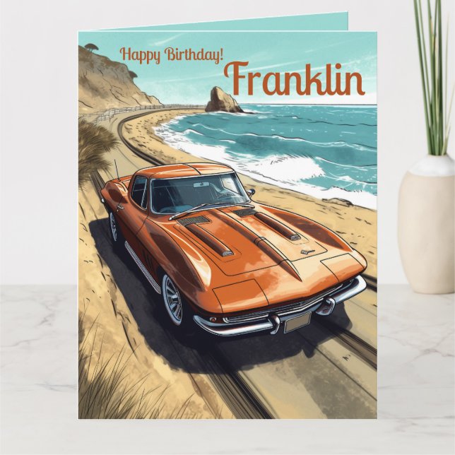 Custom Happy Birthday Classic Car Birthday  Card (Front)