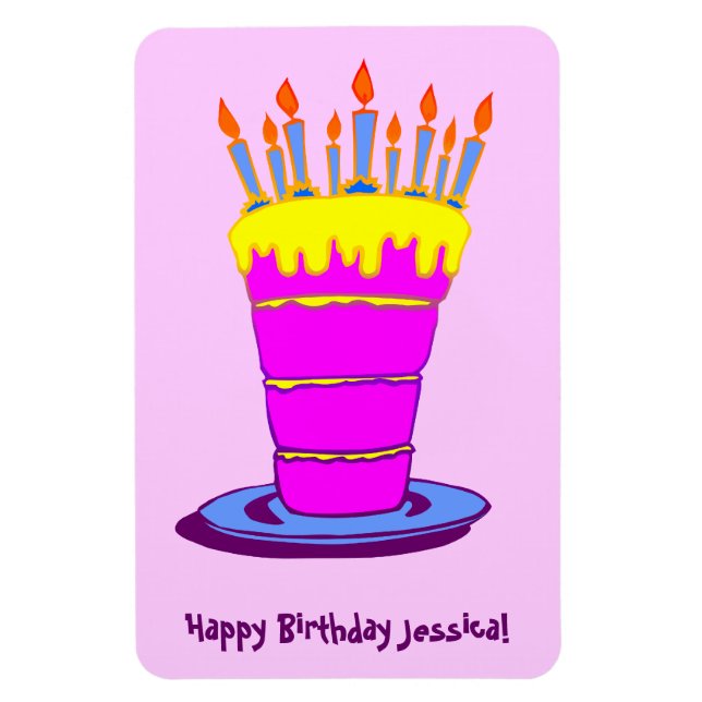Custom Happy Birthday Giant Cake Art Magnet (Vertical)