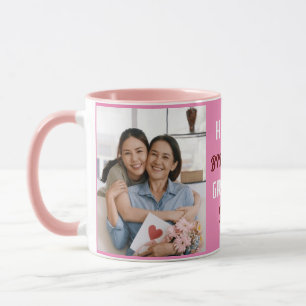 Custom Happy Birthday Grandma Photo Collage Pink Mug