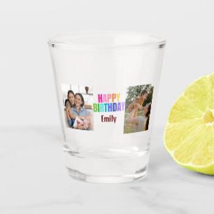 Custom Happy Birthday Grandma Photo Collage Pink Shot Glass