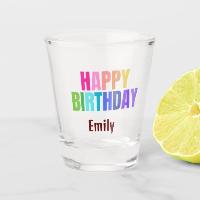Custom Happy Birthday Grandma Photo Collage Pink Shot Glass (Front)