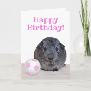 Custom Happy Birthday Guinea Pig Pink Soccer Ball Card