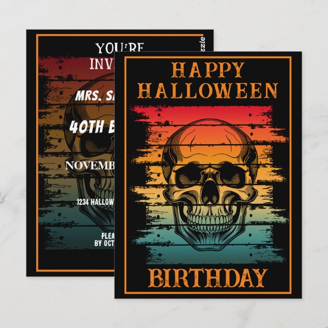 CUSTOM HAPPY BIRTHDAY HALLOWEEN PARTY CELEBRATION POSTCARD (Front/Back)