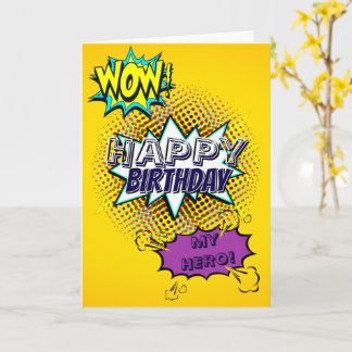Custom HAPPY BIRTHDAY HERO Comic Style Pop Art Fun Card