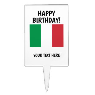Custom Happy Birthday Italian flag cake topper