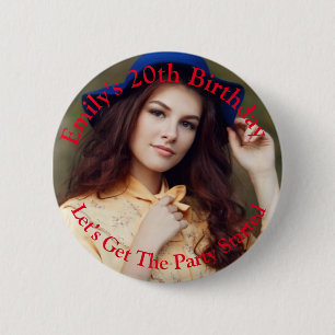 Custom Happy Birthday let's get party  6 Cm Round Badge