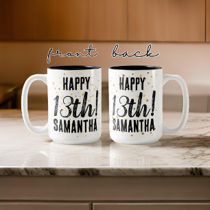 Custom Happy Birthday Mug, Gift for Women and Teen Two-Tone Coffee Mug
