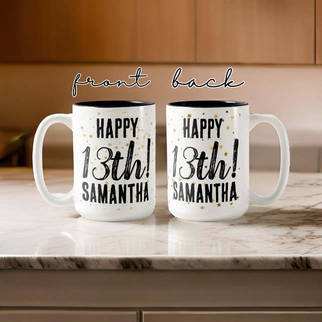 Custom Happy Birthday Mug, Gift for Women and Teen Two-Tone Coffee Mug (happy birthday mug, birthday gift for girl, birthday present for her, birthday mug for teens)