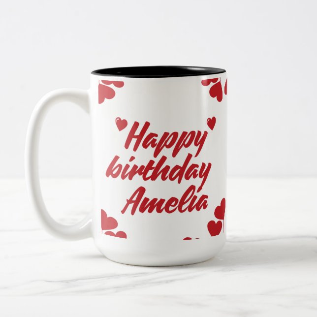 Custom Happy Birthday Mug | Personalised Name Mug  (Left)