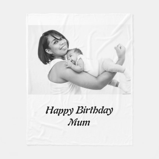 Custom Happy Birthday Mum Photo   Fleece Blanket (Front)