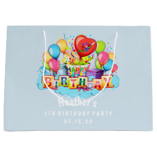 Custom Happy Birthday Personalised Blue Large Gift Bag