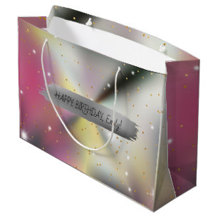 Custom Happy Birthday Personalised Feminine Girly Large Gift Bag