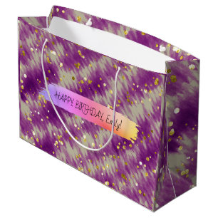 Custom Happy Birthday Personalised Feminine Girly Large Gift Bag