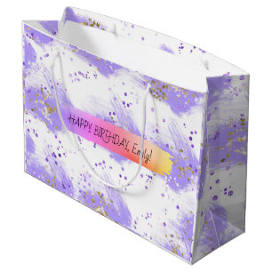 Custom Happy Birthday Personalised Feminine Girly Large Gift Bag
