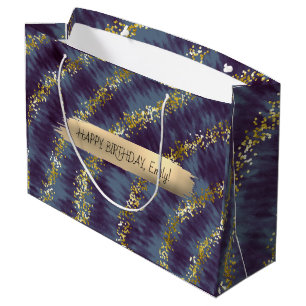 Custom Happy Birthday Personalised Feminine Girly Large Gift Bag
