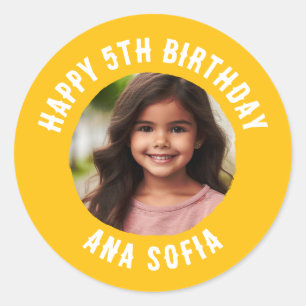 Custom Happy Birthday Personalized Name Any Age Classic Round Sticker