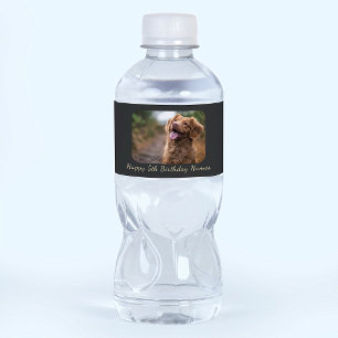 Custom Happy Birthday Pet Dog Photo Picture Name Water Bottle Label
