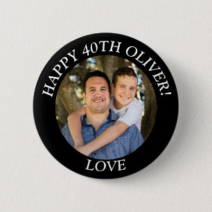 Custom Happy Birthday Photo and Age Name 6 Cm Round Badge
