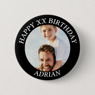 Custom Happy Birthday Photo and Age Name 6 Cm Round Badge