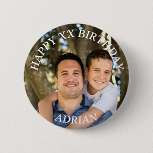 Custom Happy Birthday Photo and Age Name 6 Cm Round Badge
