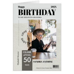 Custom Happy Birthday Photo Magazine Cover Card