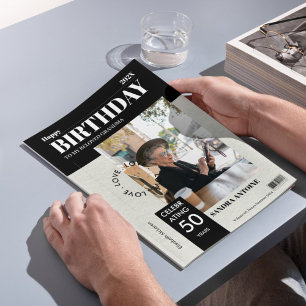 Custom Happy Birthday Photo Magazine Cover Card