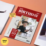 Custom Happy Birthday Photo Magazine Cover Card<br><div class="desc">Celebrate a special birthday in a unique and unforgettable way with our Custom Birthday Photo Magazine Cover Card. This creative and editable design mimics a real magazine cover, allowing you to upload a personal photo and fully customise the headlines and inside message for the guest of honour. Whether you're celebrating...</div>