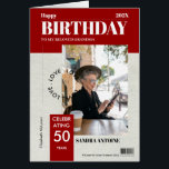 Custom Happy Birthday Photo Magazine Cover Card<br><div class="desc">Celebrate a special birthday in a unique and unforgettable way with our Custom Birthday Photo Magazine Cover Card. This creative and editable design mimics a real magazine cover, allowing you to upload a personal photo and fully customise the headlines and inside message for the guest of honour. Whether you're celebrating...</div>