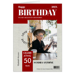 Custom Happy Birthday Photo Magazine Cover Card