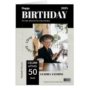 Custom Happy Birthday Photo Magazine Cover Card