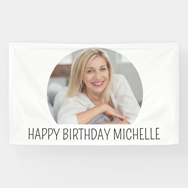 Custom Happy Birthday Photo Name Banner (Horizontal)
