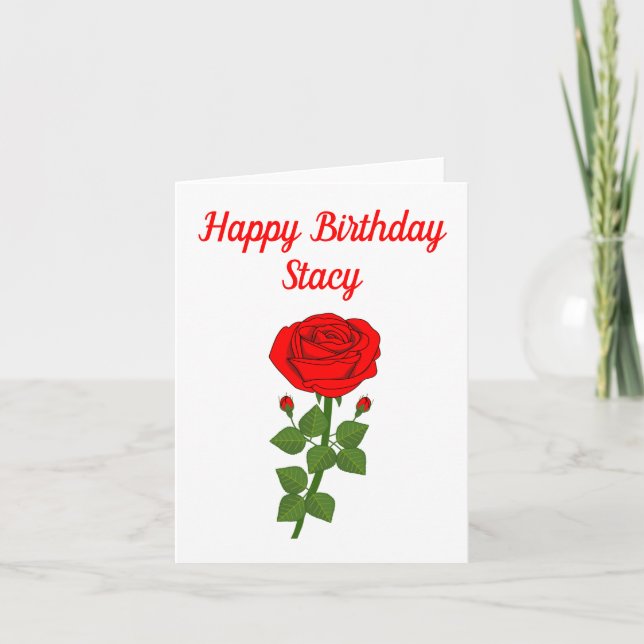 Custom  Happy Birthday ! Pretty flower - Rose !  Card (Front)