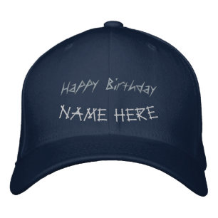 Custom Happy Birthday Wishes - M Initial back side Embroidered Hat