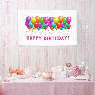 Custom Happy Birthday With Balloons Banner