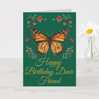Custom Happy Birthday with Monarch Butterfly Card