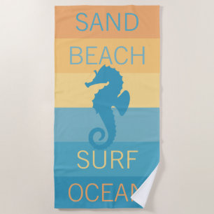 Custom Happy Bright Sunny Summer Stripes Pattern Beach Towel