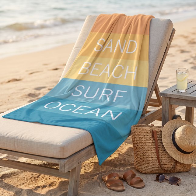 Custom Happy Bright Sunny Summer Stripes Pattern Beach Towel (Creator Uploaded)