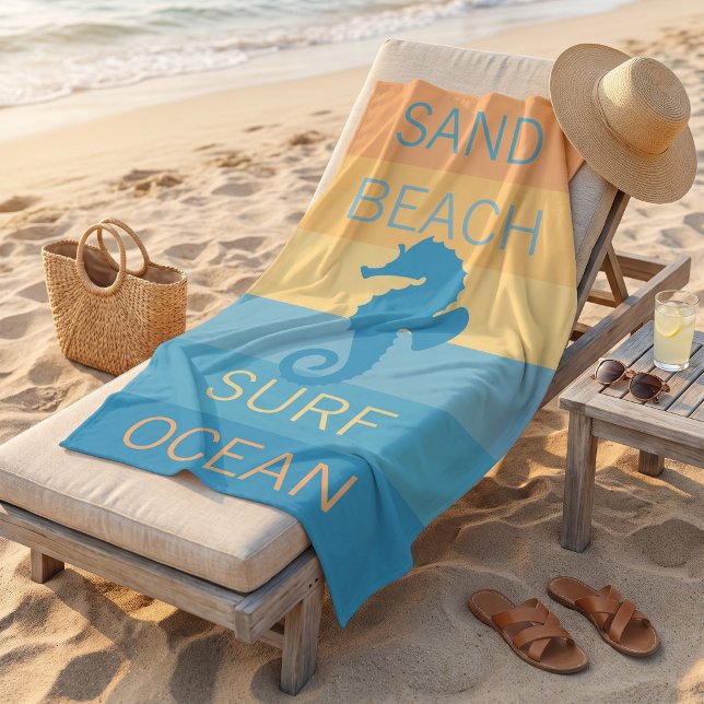 Custom Happy Bright Sunny Summer Stripes Pattern  Beach Towel (Creator Uploaded)